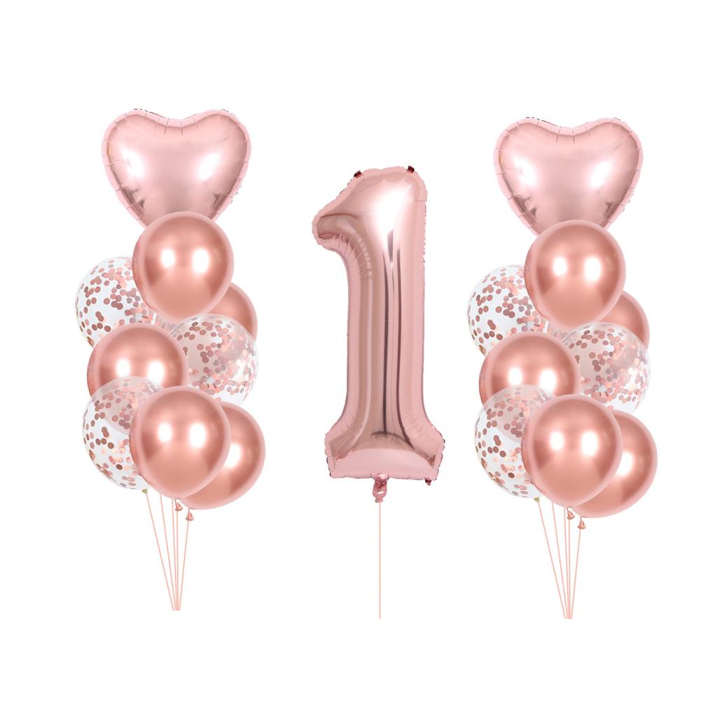 Набор воздушных шаров из фольги розового золота номер 1, 2, 3, 4, 5, воздушный шар с днем ​​рождения, украшения для первого дня рождения, детский душ