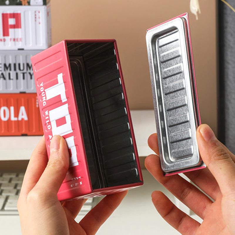 Trendy Blind Box Miniature Shipping Container Display Model Ornament Tinplate Storage Gift