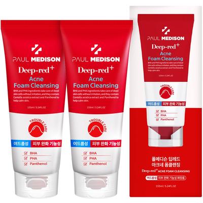 Paul Madison Deep Red Acne Слабокислотная очищающая пенка, 155 мл, 2 шт.