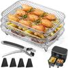 Air Fryer Accessories 3 Layer Rectangular Stackable Dehydrator Grill Rack For Ninja Dual/Double/Two Basket Airfryer Oven Baking