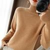 Women's Loose Plus Size High Neck Knit Sweater - Long Sleeve Korean Style for Autumn and Winter