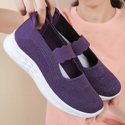 Туфли для ходьбы весна и лето с мелким вырезом дышащие мягкая подошва для женщин среднего и пожилого возраста туфли для мамы женские на плоской подошве повседневные туфли на одном педале