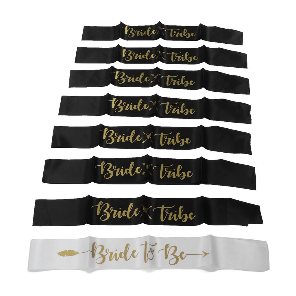 8 шт. Пояс для невесты и подружек невесты, золотые буквы, гипоаллергенный материал, свадебный набор поясов «Невеста», черный