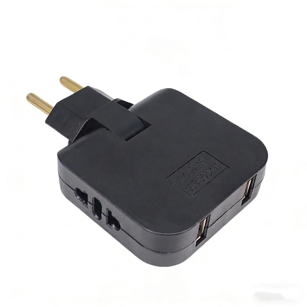 EU Plug 180 Degree Rotatable Multi Outlet Extension Socket, Cordless Portable Plug Adaptor
