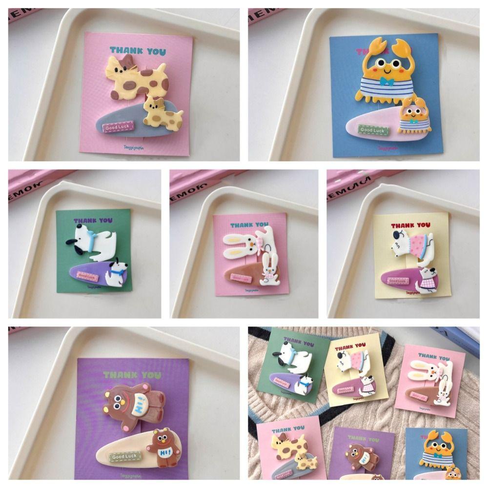 Kawaii Bear BB Clip Candy Color Cute Barrettes Set Funny Cartoon Mini Hair Clip Kids