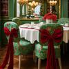 Рождественские банты на стулья, большие бархатные чехлы на спинку стула, завязки для спинки, принадлежности для рождественского банкета, дома, свадебного мероприятия, праздничной вечеринки, декор