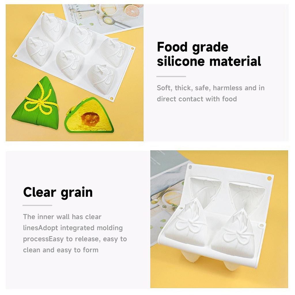 Антипригарные формы для выпечки Zongzi, 6 полостей, формы для выпечки рисовых клецок, кондитерских изделий, шоколадная форма для украшения торта, ручная работа