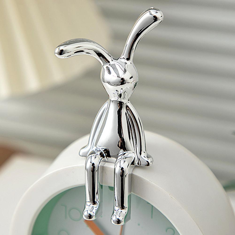 Милая фигурка кролика Современный стиль Сидящий кролик Орнамент Серебряная Скандинавская статуэтка кролика Украшение для гостиной