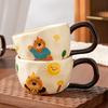 Household Suit with Handheld Ceramic Cup Bear Cute Animal Mug Simple Set of Girls Couple Water Cup Gift