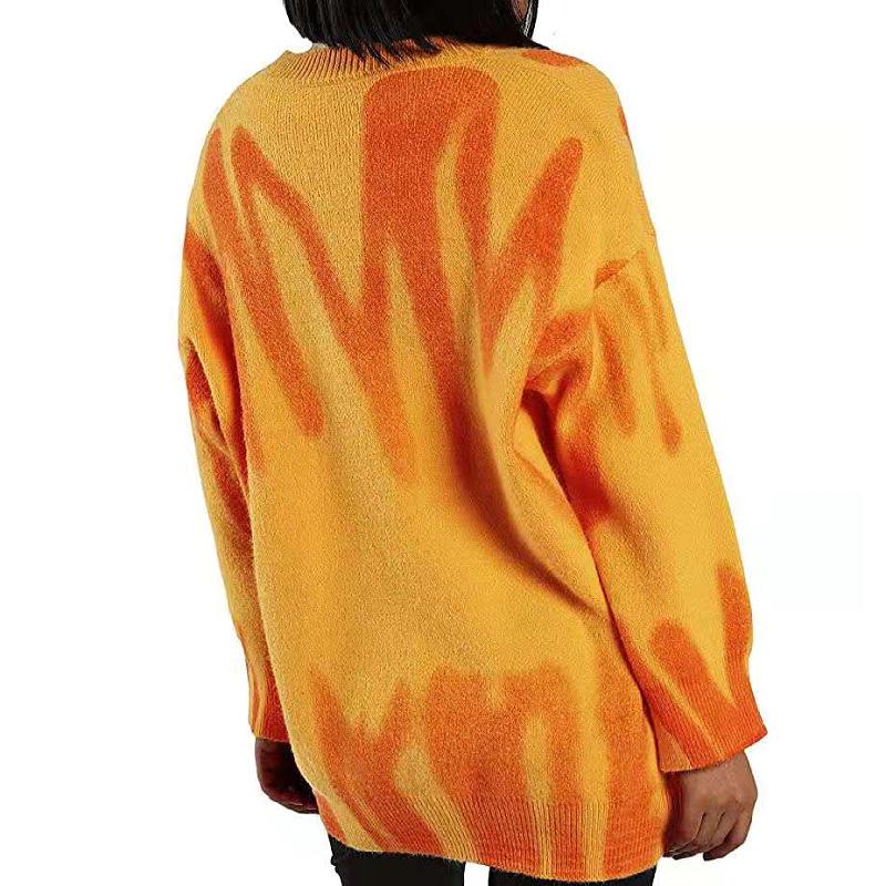 Женский вязаный свитер свободного кроя с принтом в ленивом стиле Осень/Зима 2025