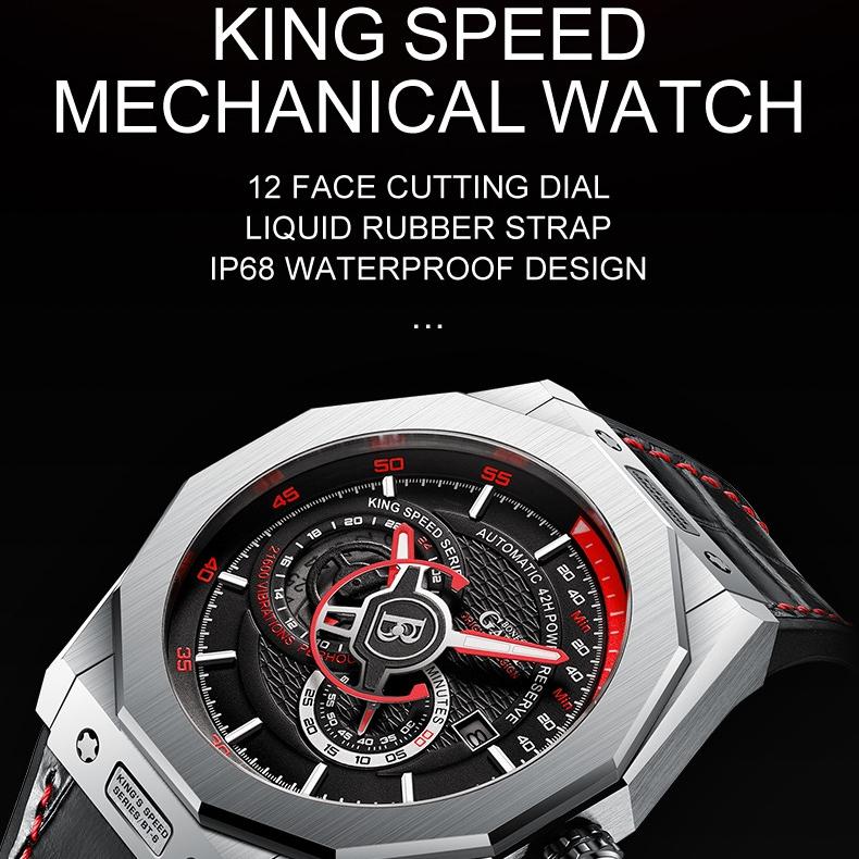 Часы Bonest Gatti Деловые светящиеся в темноте механические часы Водонепроницаемые роскошные часы