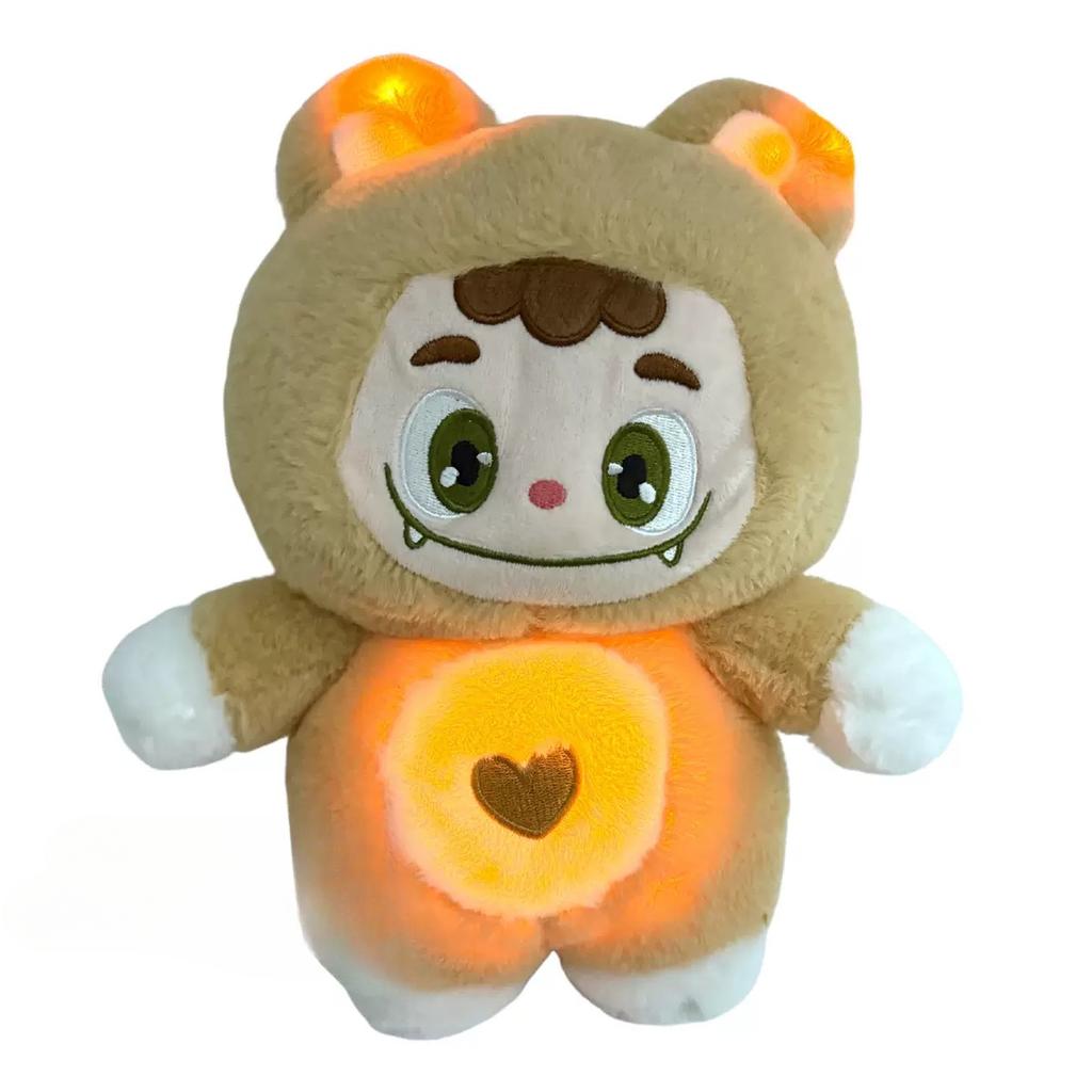 New Adjustable Fox Cat Doll Will Breathe, Luminous Music Soothes and Sleeps, Plush Doll Gives Girlfriend Gift