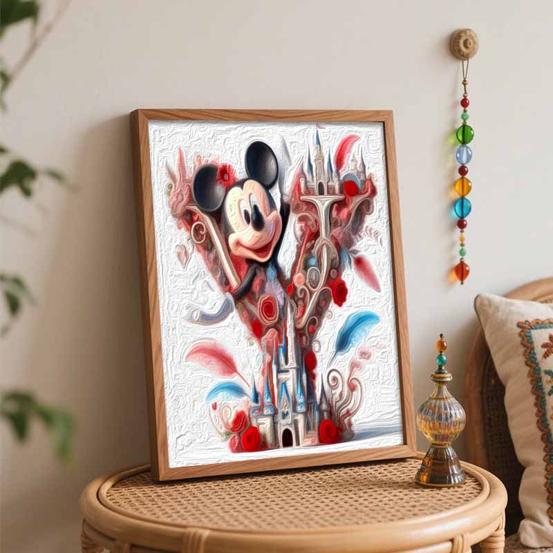 Disney DIY Oil Painting Kits Mickey Castle Rose Art Hand Painting Home Decor Craft Gift Ideas Disney DIY Oil Painting Kits Wall Decor