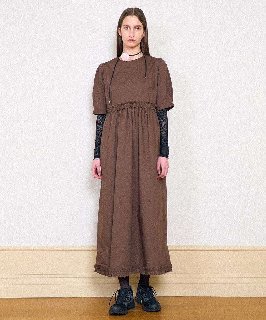 Partimento Woman Puff Sleeve Maxi Dress_Brown