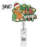 Work ID Card Reel Christmas Retractable Badge Reel, 360 Degree Smooth Rotating Clip, Teacher Waterproof Acrylic Holder for Cards And Keys Id Clip
