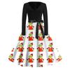 Women's Fashion V-neck Casual Slim-fit Christmas Print Long-sleeved Dress