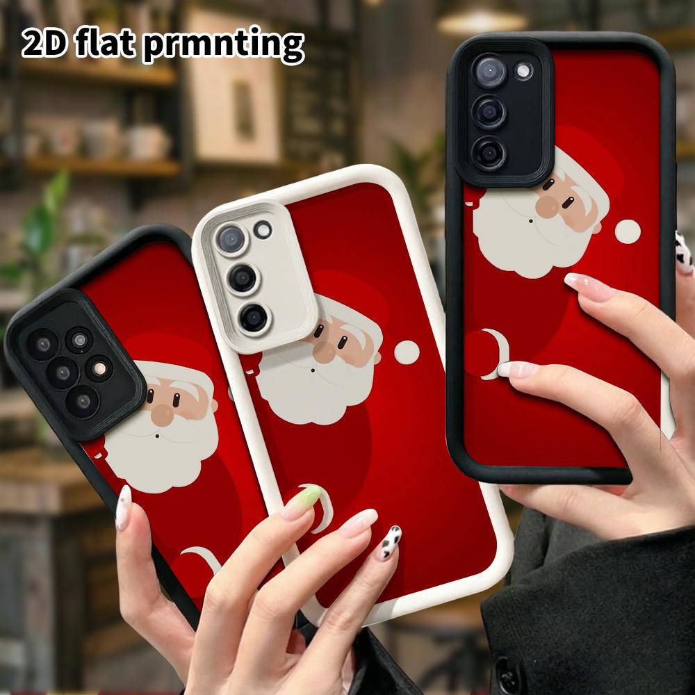 Phone Case: 2D Flat Samsung Galaxy A34 A35 M05 M06 S20 S22 S21 FE Plus 5G Step Design Protective Case, Peeping Santa Claus, Christmas and Halloween Gi