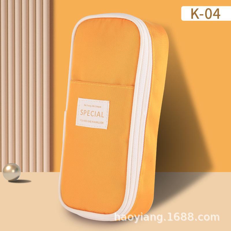 Вместительный холщовый пенал для школьников средних классов с защитой от грязи, двойной застежкой-молнией и тремя слоями, в свежем и простом дизайне в виде макарон.