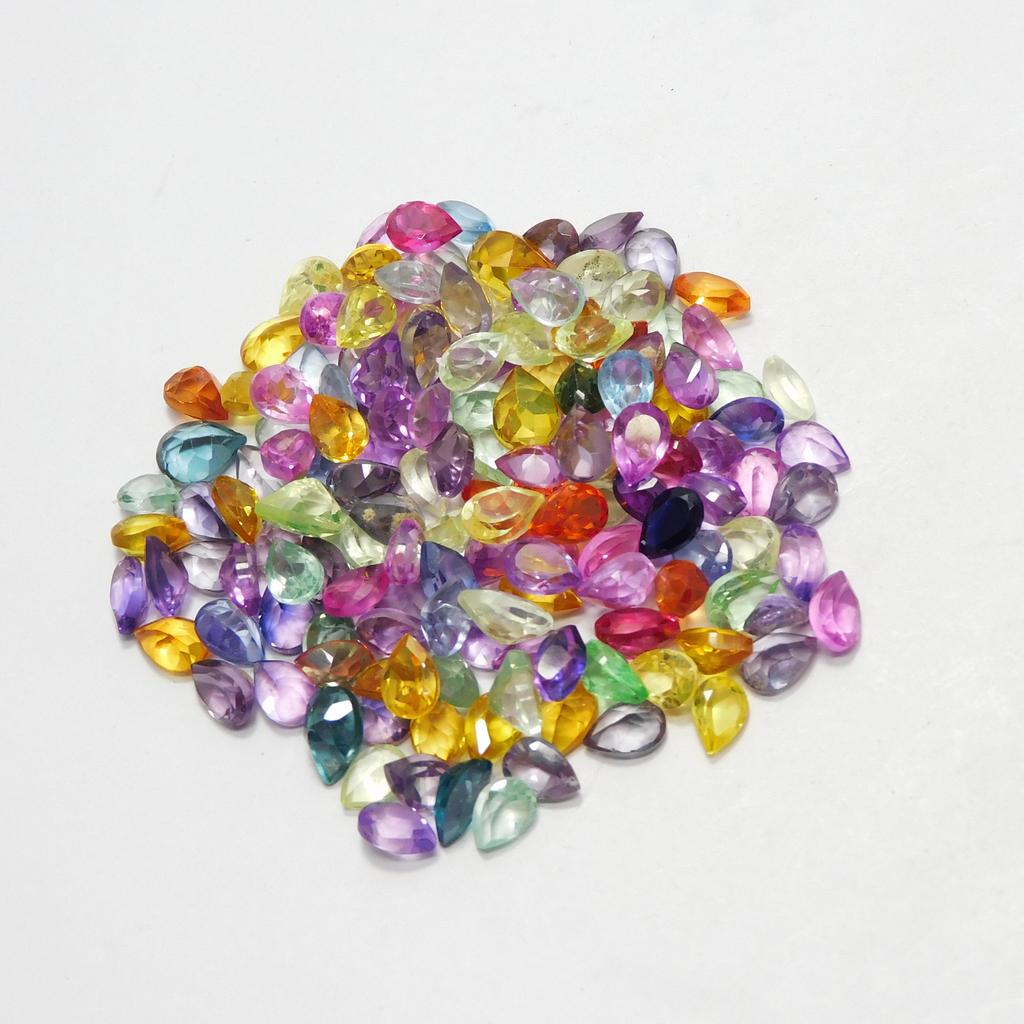 15 Pcs Natural Sapphire Lot 6x4 mm Loose Gemstone Mix Color Pear Cut