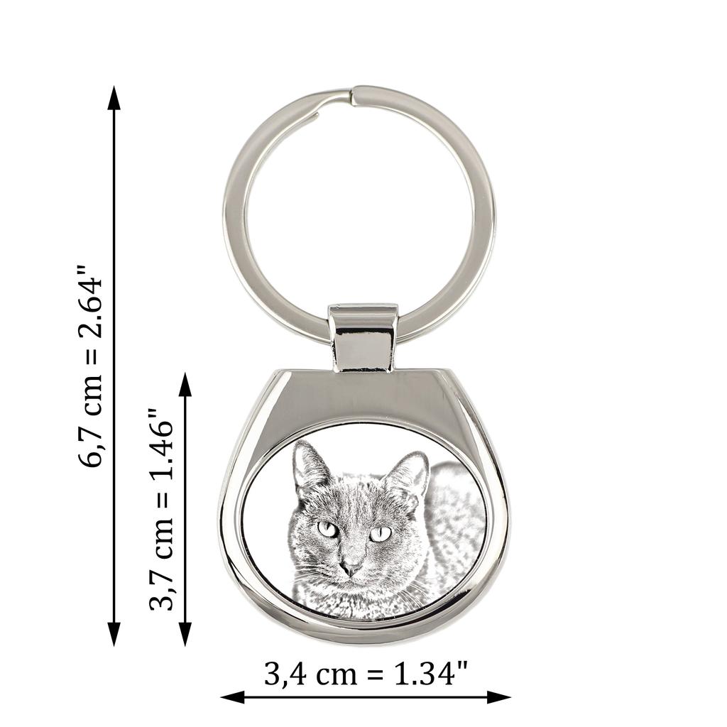 Korat Cat - Keychain with a Cat, Keychain with a Print, Personalized Pendant from the Art-Dog Brand