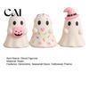 Witch Hat Ghost Figure Cute Halloween Resin Figurine, Candy Pumpkin Small Statue Desk Decor for Girls, Pink White Kawaii Tabletop Ornament Figurine