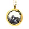 Stones and Minerals. Raw Sapphire Necklace. 20 Mm Medallion Model. Gold Color.