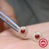 Elegant S925 Silver European Retro Court Luxury Ruby Exquisite High-End Women'S Ear Jewelry