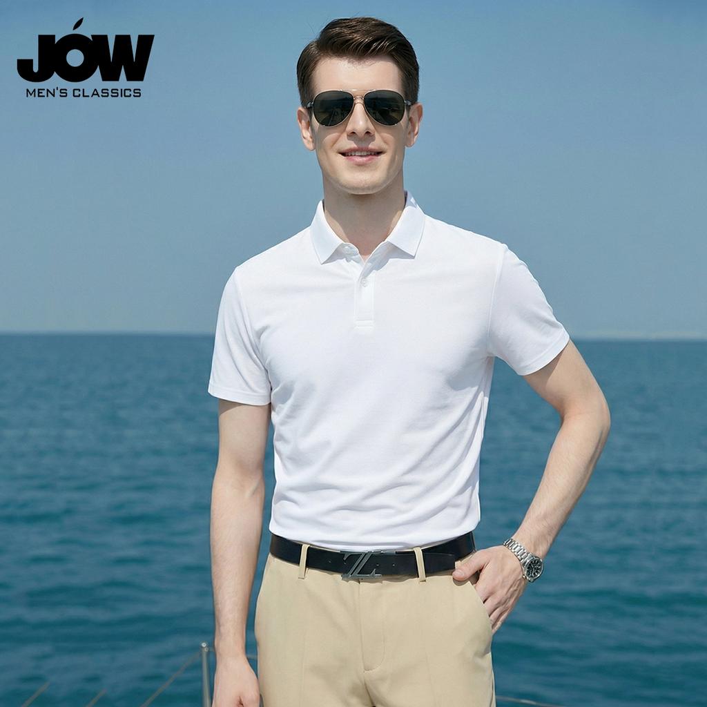 Summer New Business Polo Shirt with Mulberry Silk and Linen, Men's Cool and Non pilling Short sleeved T-shirt