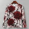 3D Print Horror Red Blood Stains Pattern Halloween Long Sleeve T Shirt For Men Vintage Halloween Party Personality OOTD Tee Top