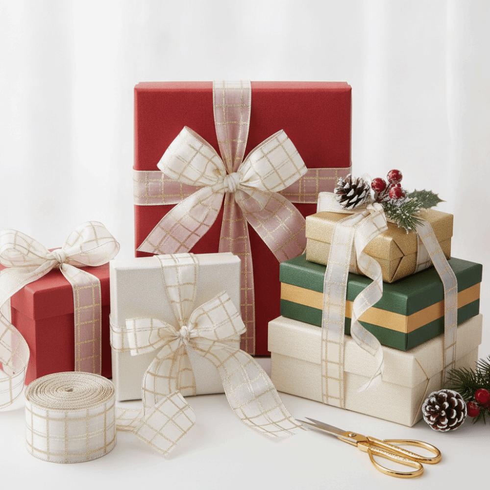 Decorative Christmas Wrapping Ribbon Handmade Bow Decorative Webbing Floral Arrangement