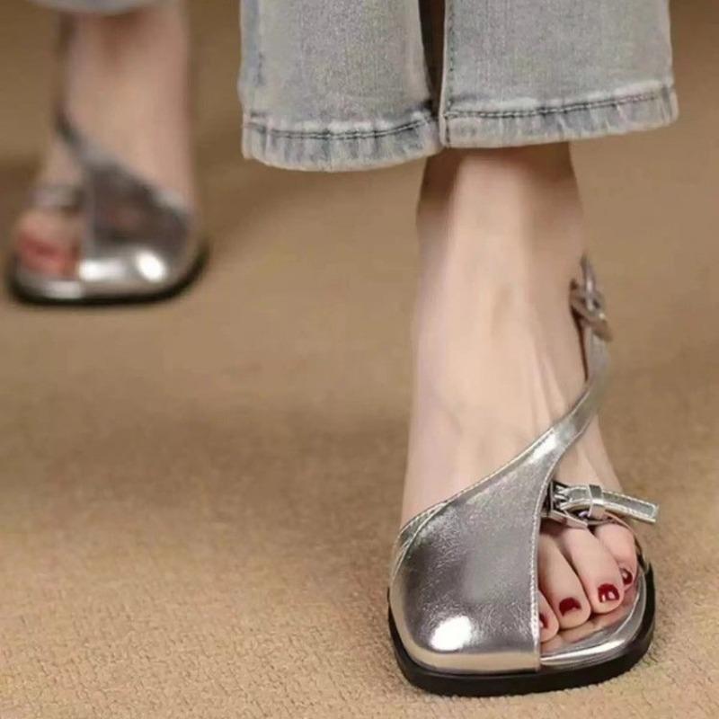 Модные новые дизайнерские сандалии Sense Retro Half Toe на низком каблуке в римском стиле 2024 года, летняя мода, повседневная женская обувь с застежкой-молнией