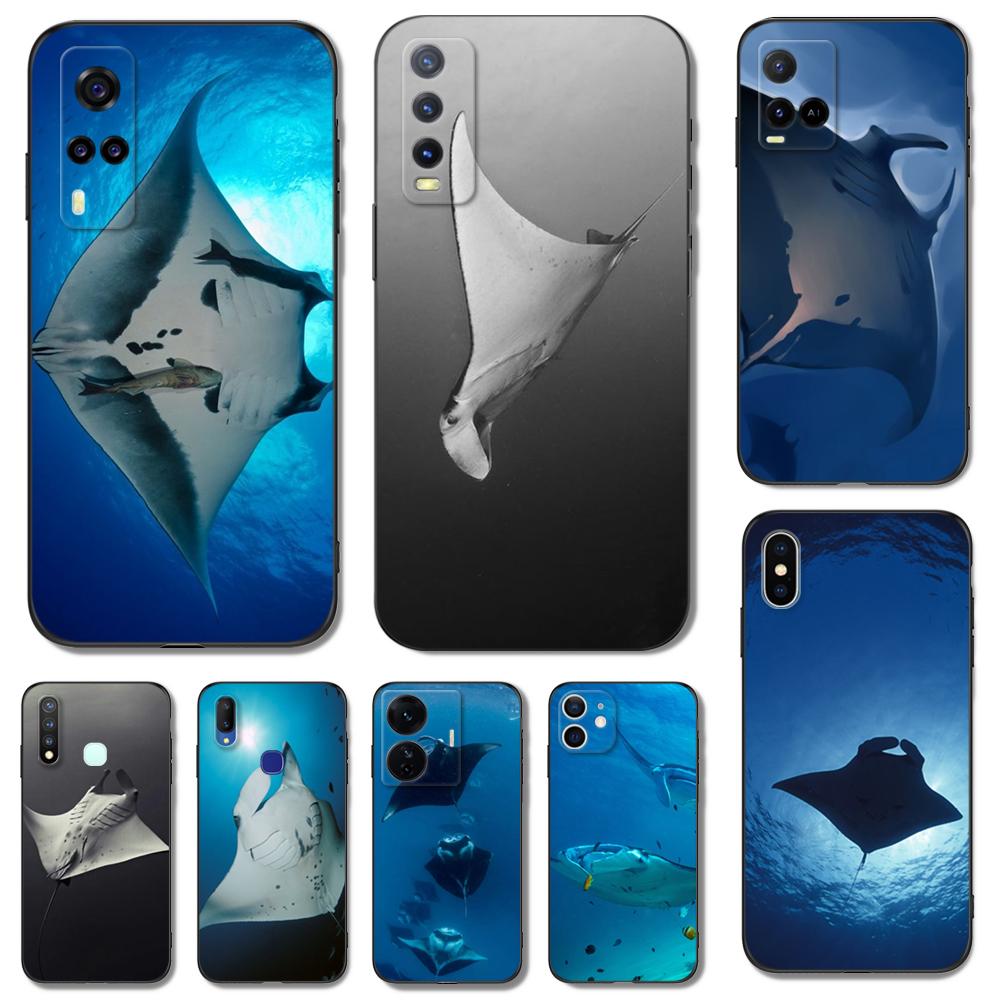 Black Tpu Case For Vivo Y16 Y02S Y22S Y22 Y77 V25 V25E Back Cover Animal Manta Ray