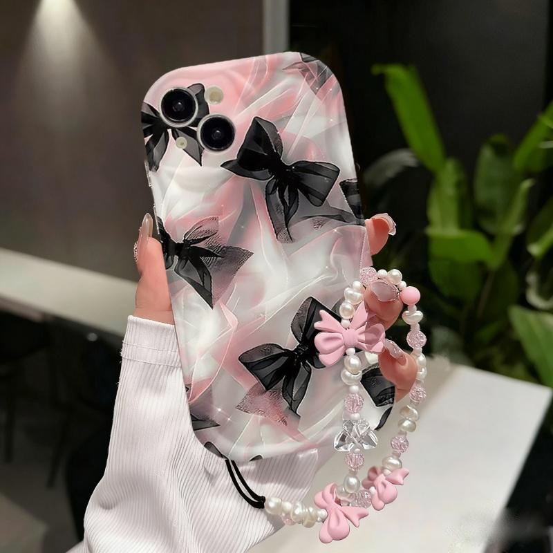 Милый Розовый Бант Любовь Цепочка Ремешок 3D Волна Чехол Для Infinix Note 50 Pro 30 40 GT 30 Pro Hot 50 Pro 40i 30 Play Smart 9 8 Чехол Силикон