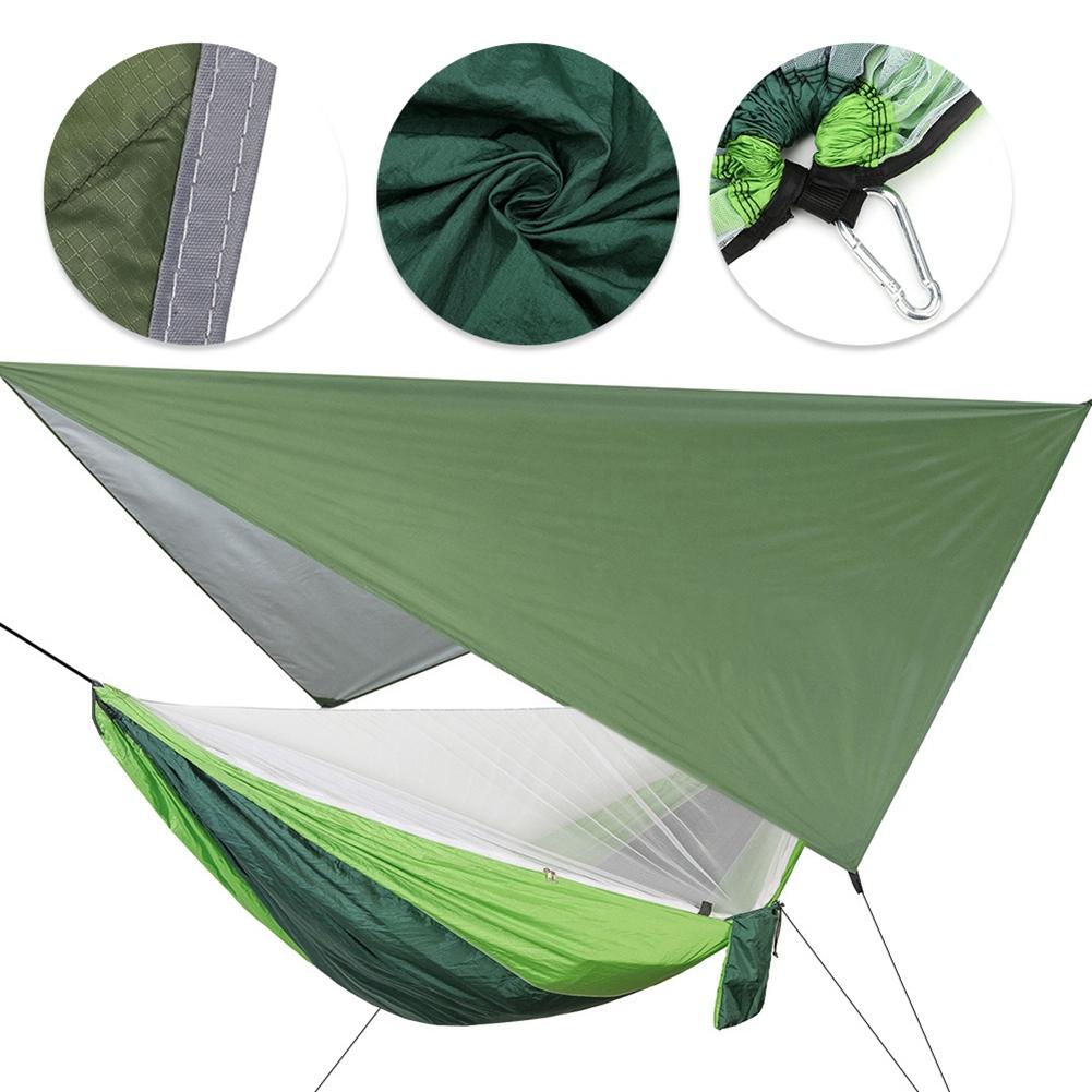 Портативный подвесной кемпинговый гамак с москитной сеткой и дождевиком для дворового сада