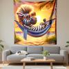 Zebra Relaxing On Hammock At Sunset Patterned Tapestry Decorative Wall Hanging, Home Bedroom Living Room Decor