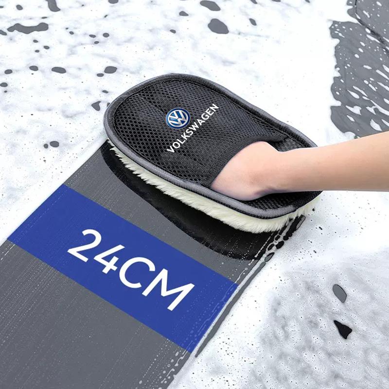 Car Styling Wool Soft Car Washing Gloves Cleaning Brush For VW Scirocco Polo T5 Passat b6 Golf mk5 Tiguan Jetta CC Beetle GTI GT zj7