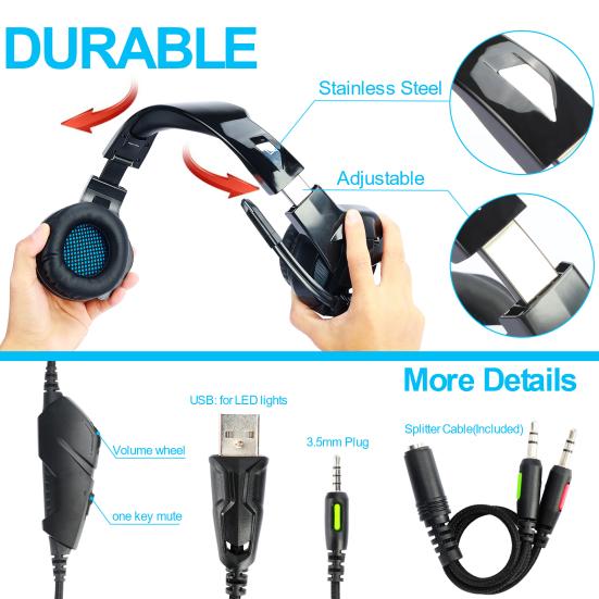 Игровая гарнитура объемный звук регулируемая громкость игровые наушники с микрофоном с шумоподавлением