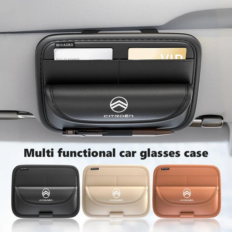 Car Sunshade Glasses Bag Sun Visor Card Organizer Storage Box For Citroen C4 C3 C5 C1 C2 C6 C4L DS3 DS4 Berlingo Picasso Jumper alc256