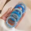 6Pcs Candy Color Hair Rope Lady Summer Telephone Wire Elastic Hair Band Frosted Spiral Cord Rubber Hair Tie Stretch Headband