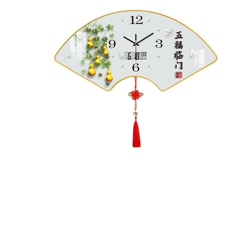 Настенные часы в форме веера с календарем, китайский узел, без сверления
