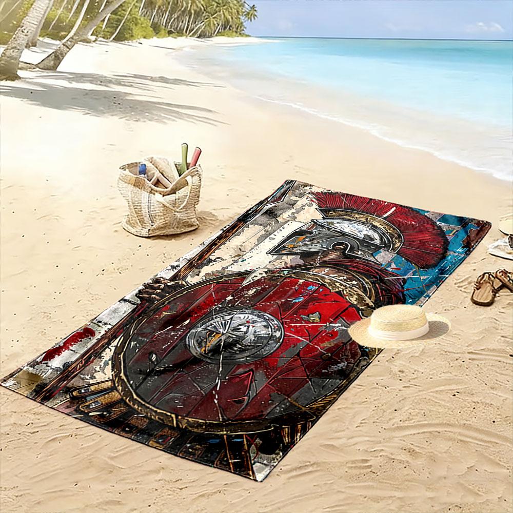 Roman Soldier with Shield Art Beach Towel Quick-drying for Travel Outdoor Sports Jogging Beach and Swimming