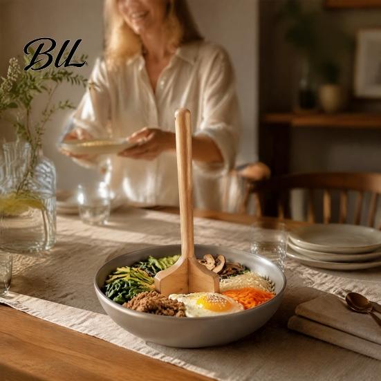 Natural Solid Wood Tool Potato Masher, Ergonomic Comfortable Grip Manual Beef Chopper Kitchen Utensil for Mashing Tool, Non-Toxic Durable Cooking And