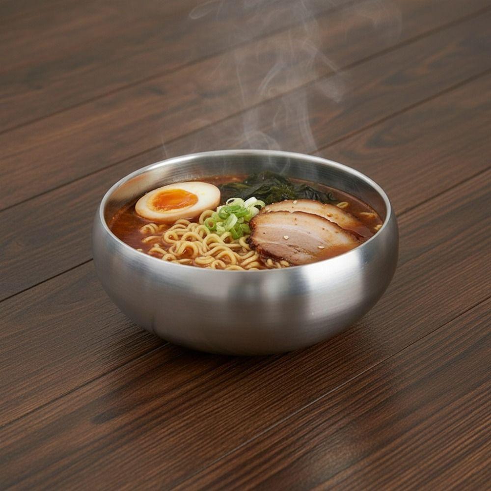 Double-Layer Soup Bowls Heat Insulated Ramen Bowl Fruits Salad Bowl Kimchi Bowl Children