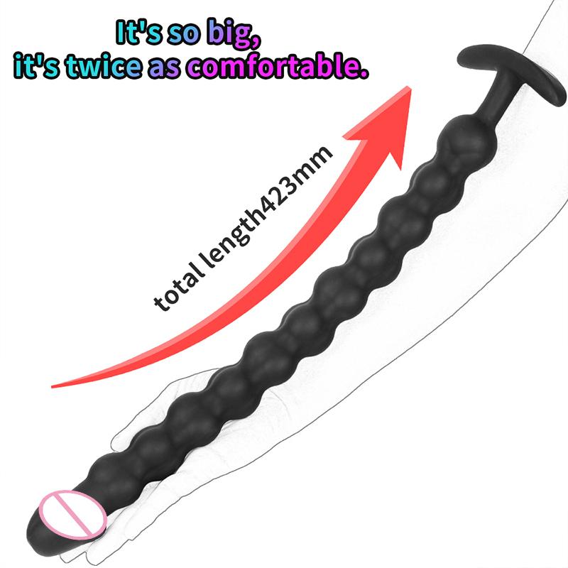 Extra-long Anal Dildo Butt Plug Prostate Massager Adult Gay Anal Beads deeper Stimulation G-spot Clitoral Sex Toys for Men Women