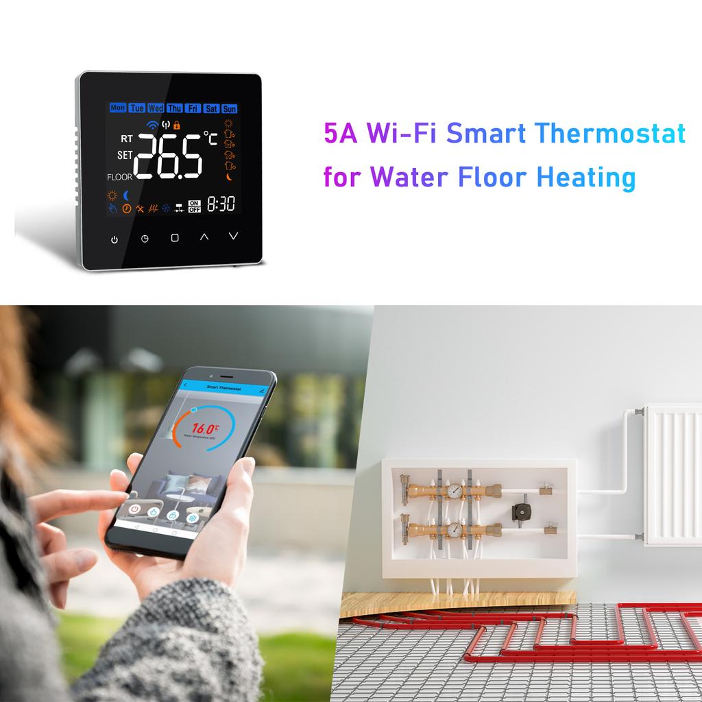 Wi-Fi умный термостат 5A цифровой регулятор температуры для водяного подогрева пола приложение дистанционного управления