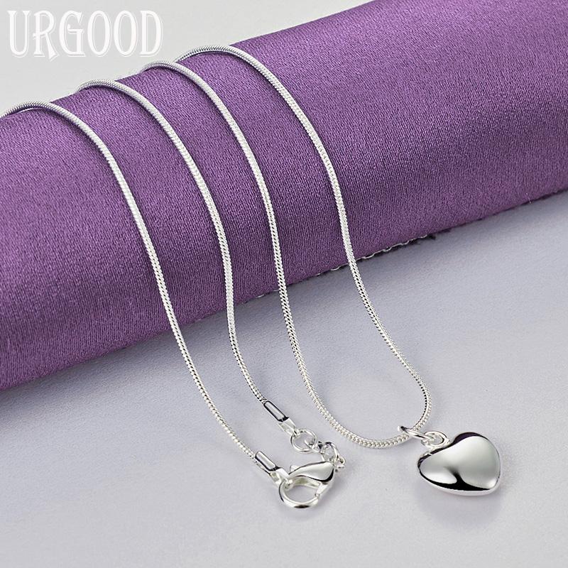 Ожерелье-цепочка из стерлингового серебра 925 пробы с романтическим сердечком и змеей, модные ювелирные изделия