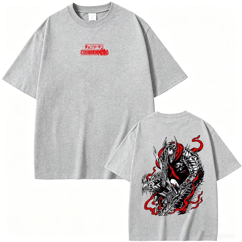 Special Offer Chainsaw Man Anime Print T-Shirt, Fun Denji & Pochita Cartoon Tee, Unisex, Vintage Sleeve Men And Women Comfortable T-shirt