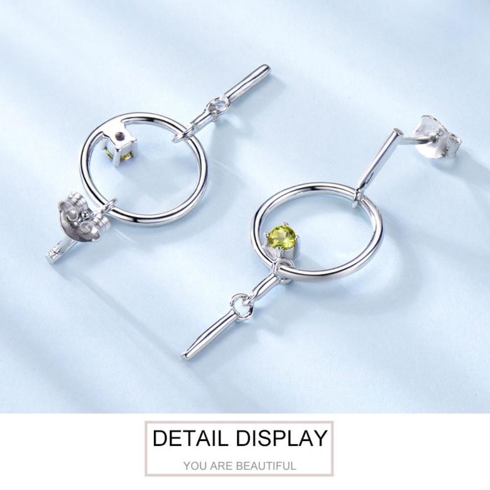 Желтый перидот, женская мода, 925 пробы, маленькие круглые серьги, симпатичные круглые серьги-гвоздики, геометрические винтажные серьги для женщин