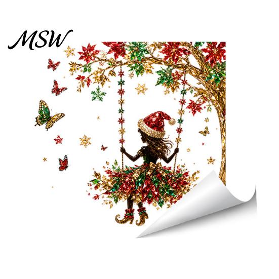 Non Adhesive Residue Film Christmas Ballet Girl Static Window Clings, Removable Xmas Glass Decals, Winter Living Room Decor Ballerina Elf Stickers for