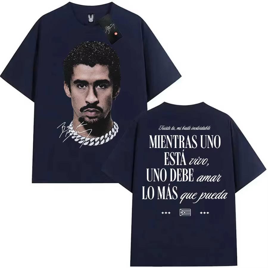 2026 Bad Bunny T-shirt for Men Women Debi Tirar Mas Fotos DTMF Cotton T Shirts To Hiphop Short Sleeve Tops KHAKI Casual Tee Loose T-shirt Streetwear